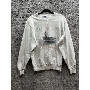 Vintage 90's Champion USS Intrepid Navy‎ Ship USA grey Crewneck Medium